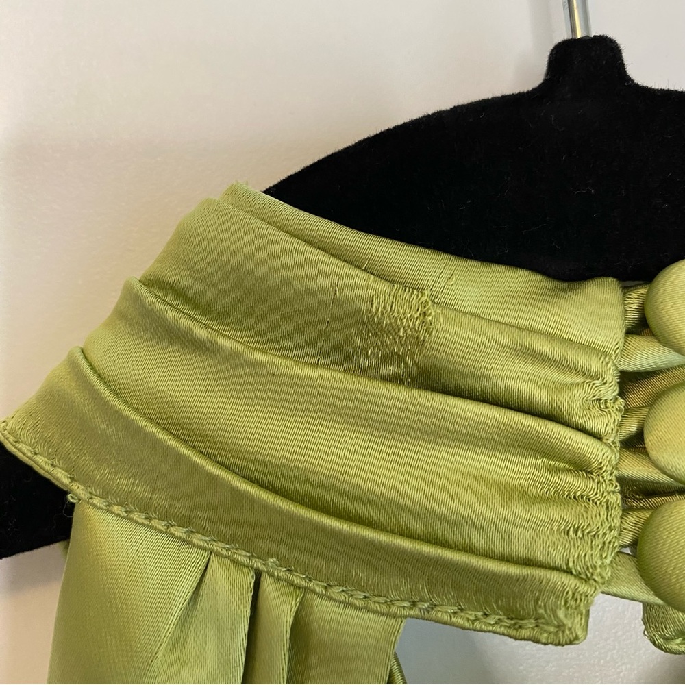 For Love And Lemons Lime Satin Halter Gown with Thigh Slit - Picture 13 of 16